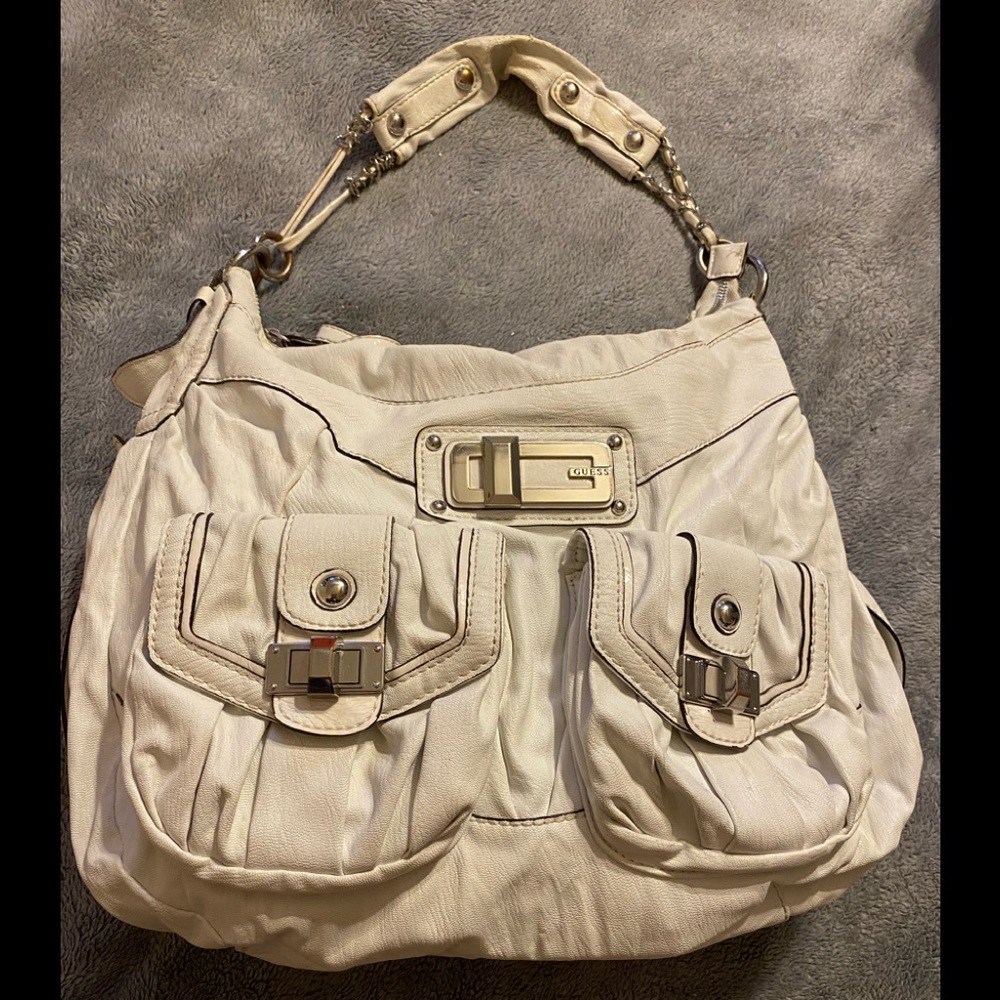 Guess hobo bag white and silver